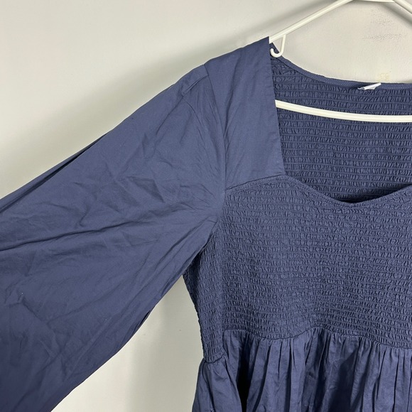 Old Navy Blue Smocked Maxi Dress Womens Sz XL Cotton Form 2024 Pockets‎ Long NEW - Picture 7 of 16